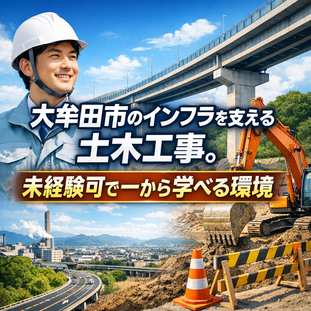 大牟田市のインフラを支える土木工事。未経験可で一から学べる環境